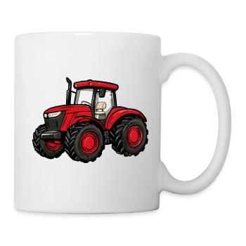 Roter Traktor Cartoon - Tasse - Weiß - Rechts