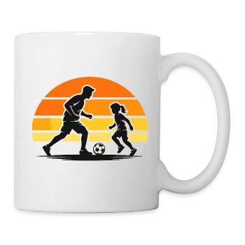 Football with child in retro sunset style - Mug - white - Right