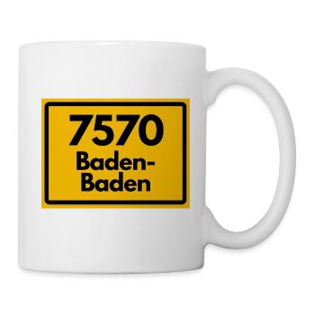 ALTE POSTLEITZAHL RETRO 7570 BADEN BADEN HEIMAT - Tasse - Weiß - Rechts