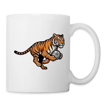 Starker Tiger Mit Fußball Für Fußballfans - Tasse - Weiß - Rechts