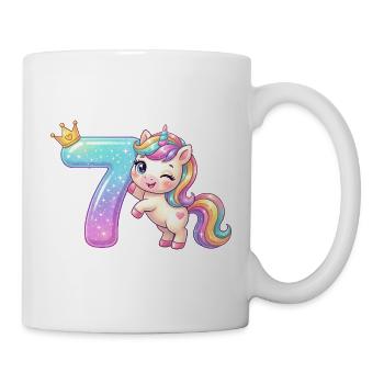 J’ai 7 ans de Kawaii Unicorn Girl Anniversaire - Mug blanc - blanc - Droite