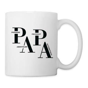 Gestaffeltes PAPA Design in Schwarz für helle Mode - Tasse - Weiß - Rechts