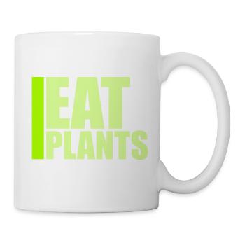 Eat Plants Funny Vegan Vegetarian Statement Logo - Mug - white - Right