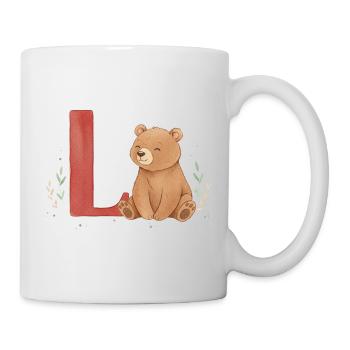 Aquarell Bär mit rotem L - Tasse - Weiß - Rechts