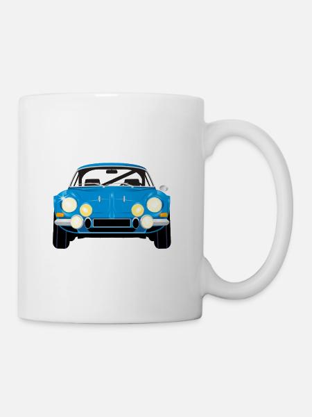 Blauer Oldtimer – Frontansicht - Tasse - Weiß