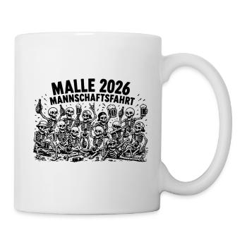 Malle 2026 Mannschaftsfahrt, anschnallen Freunde - Tasse - Weiß - Rechts