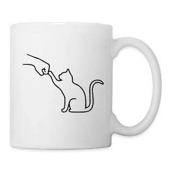 Katze Pfote Team Faust lustig - Tasse - Weiß - Rechts