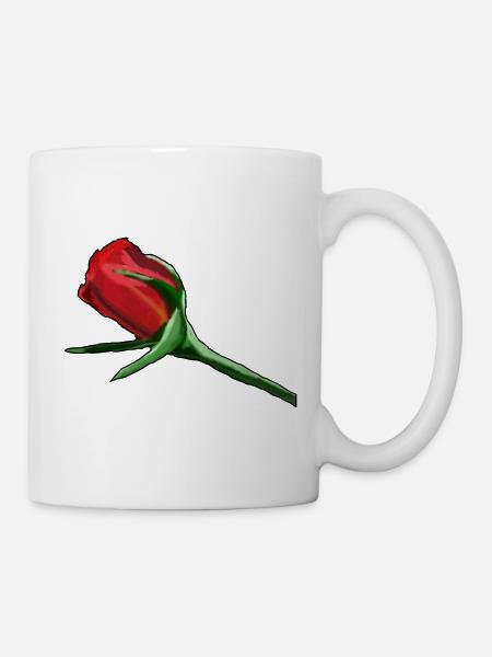 Rose rouge sur peinture noire - Mug blanc - blanc