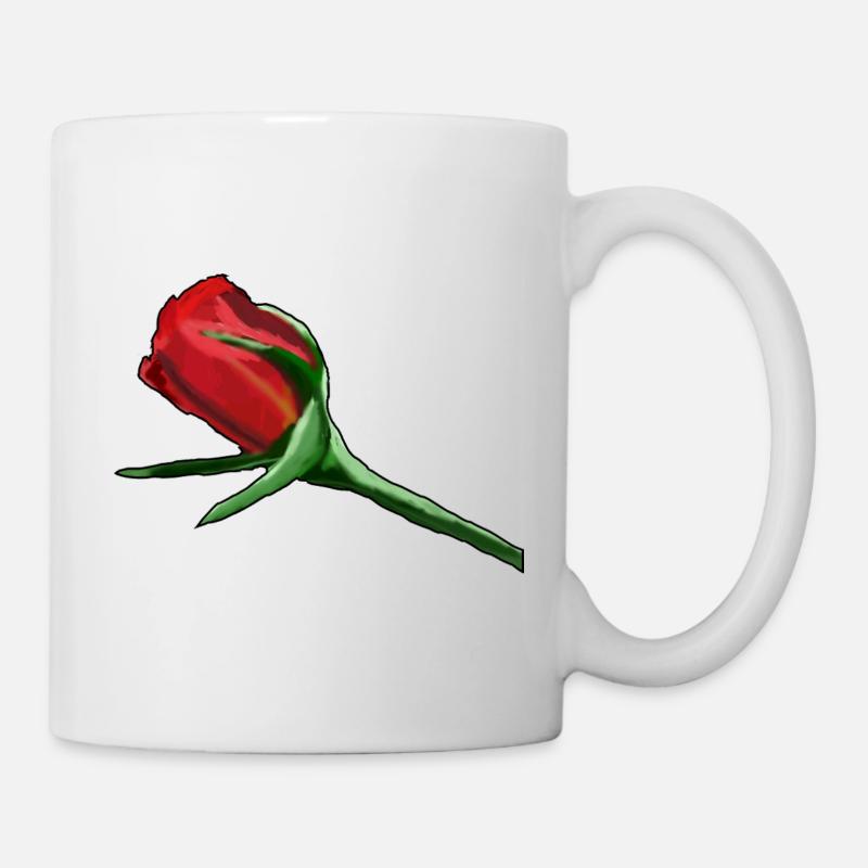 Rote Rose auf Schwarz Painterly - Tasse - Weiß