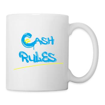 Geldregeln Graffiti Schriftzug - Tasse - Weiß - Rechts
