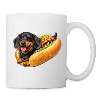 Dackel im Hot Dog - Tasse - Weiß - Rechts