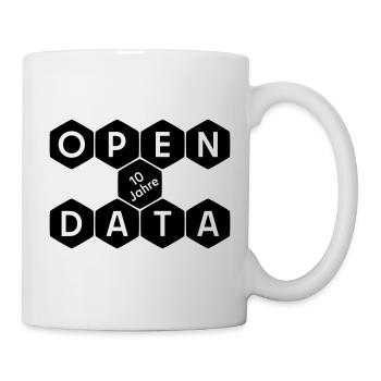 Open Data 10 Jahre Jubiläum (dunkel) - Tasse - Weiß - Rechts