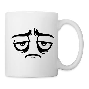 Grumpy sad disappointed face funny - Mug - white - Right