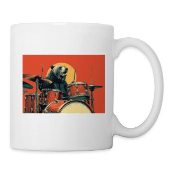 Wild Bear jouant de la batterie Rétro Vintage - Mug blanc - blanc - Droite