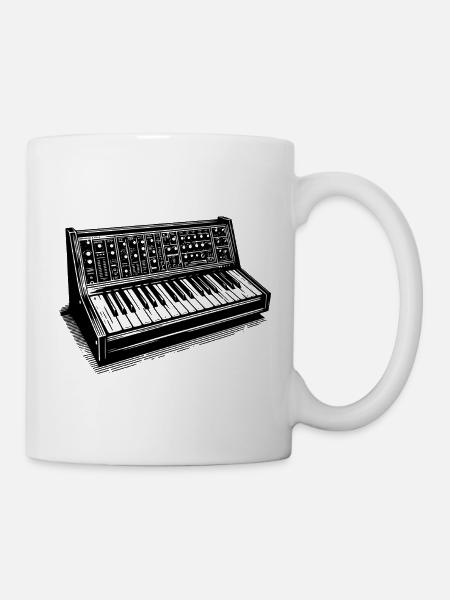 Vintage Synthesizer Retro Music Design - Mug - white