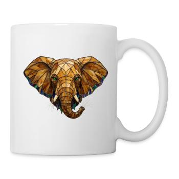Mosaikkunst von Buntglas-Elefantenporträts - Tasse - Weiß - Rechts