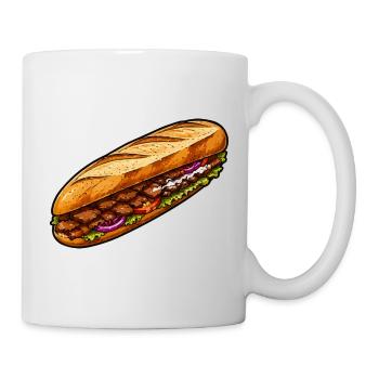 Baguette-Sandwich Illustration - Tasse - Weiß - Rechts