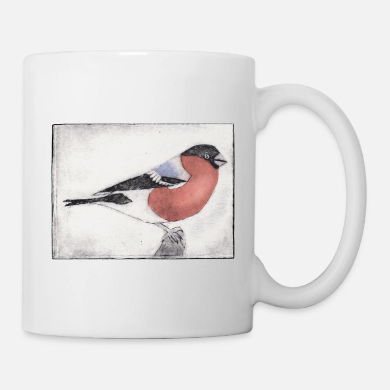 Bird colorfully colored - print template hand carved - Mug - white