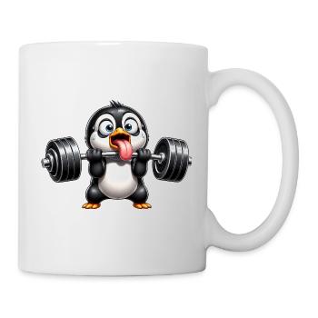 Dessin animé drôle de Radin de la salle de sport de haltérophilie Penguin - Mug blanc - blanc - Droite