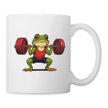 Grenouille haltérophile musclée - Mug blanc - blanc - Droite