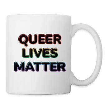 Queer Lives Matter Regenbogen-Neon - Tasse - Weiß - Rechts