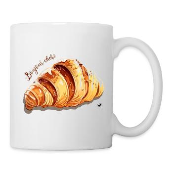 Croissant illustration with inscription - Mug - white - Right