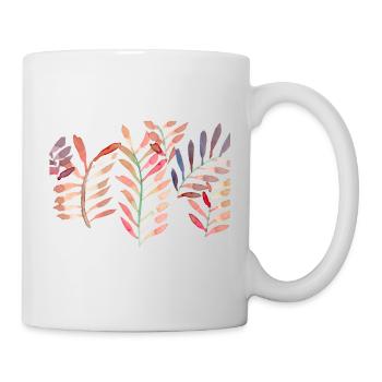 Wasserfarben Blätter, rot - Tasse - Weiß - Rechts