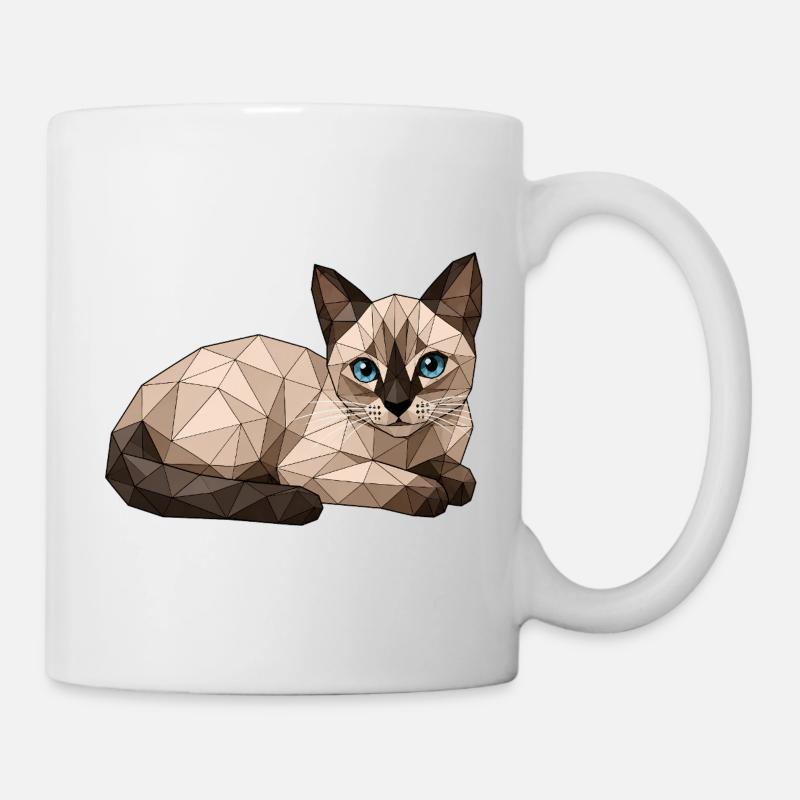 Findus Chat Géométrique aux Yeux Bleus - Mug blanc - blanc