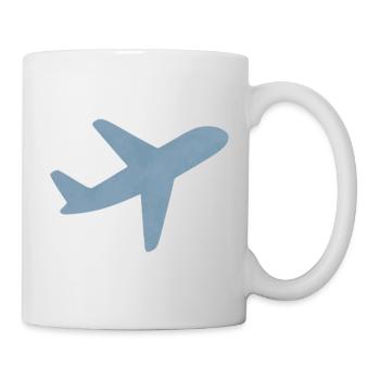 Blaues minimalistisches Flugzeug - Tasse - Weiß - Rechts