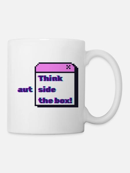 Think autside the box - Glitch - Tasse - Weiß