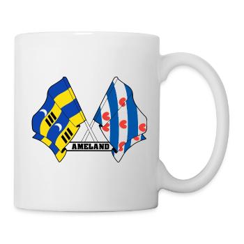 Ameland Friesland Pride – Kreuzende Flaggen - Tasse - Weiß - Rechts