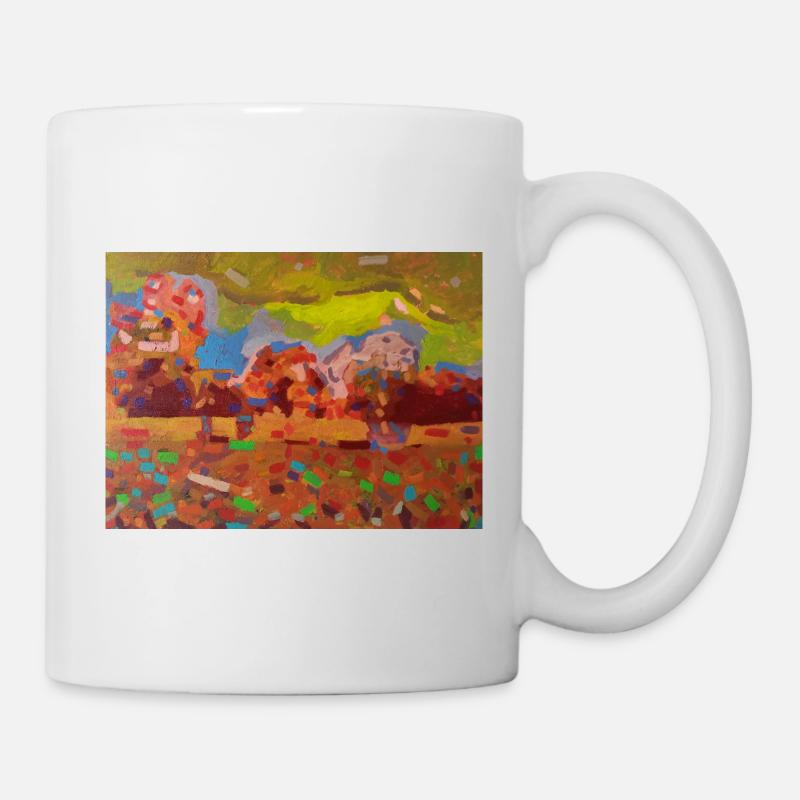 Farbenfrohes Landschaftsmosaik - Tasse - Weiß