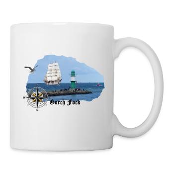 Segler & Leuchtturm an der Nordsee - Tasse - Weiß - Rechts