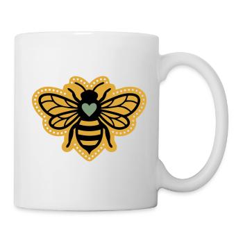 Biene Herz Imkerei Naturschutz Boho Mandala - Tasse - Weiß - Rechts