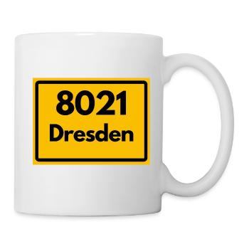 8021 DRESDEN DDR RETRO HEIMATSTOLZ SACHSEN - Tasse - Weiß - Rechts