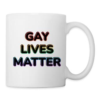 GAYS LIVES MATTER : LE MOIS DE LA FIERTÉ LGBT : Slogan arc-en-ciel - Mug blanc - blanc - Droite