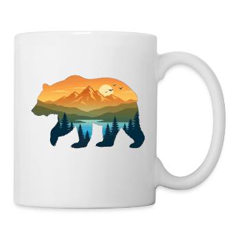 Ours silhouette paysage montagnard - Mug blanc - blanc - Droite