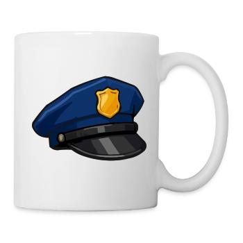 Casquette de police en dessin animé avec insigne - Mug blanc - blanc - Droite
