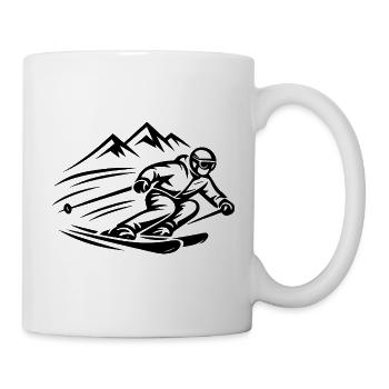 Ski Alpin – Skifahrer in den Bergen - Tasse - Weiß - Rechts