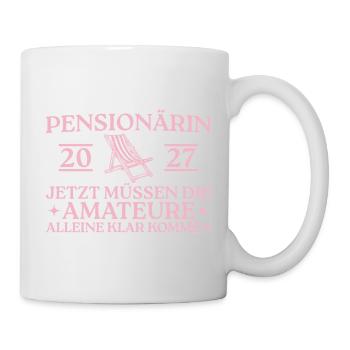 Pensionärin 2027 Liegestuhl Abschied Kollegin - Tasse - Weiß - Rechts