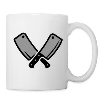 Hackbeil Metzger Fleisch Grillmeister BBQ - Tasse - Weiß - Rechts