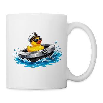 Le canard du capitaine dans la bouée de sauvetage - Mug blanc - blanc - Droite