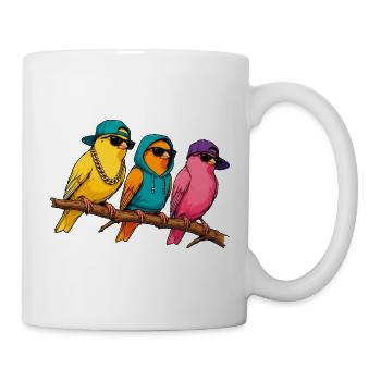 Hip Hop Canaries avec des lunettes de soleil dessin animé - Mug blanc - blanc - Droite