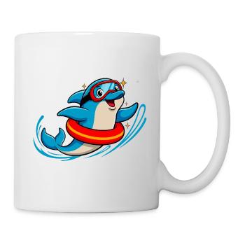 Funny dolphin with diving goggles - Mug - white - Right