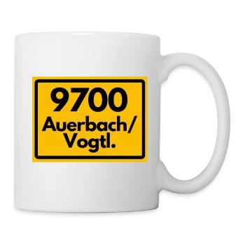 ALTE POSTLEITZAHL 9700 PLZ 08209 AUERBACH VOGTL SN - Tasse - Weiß - Rechts