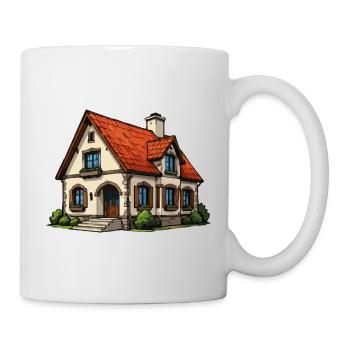 Charmantes Landhaus Cartoon - Tasse - Weiß - Rechts