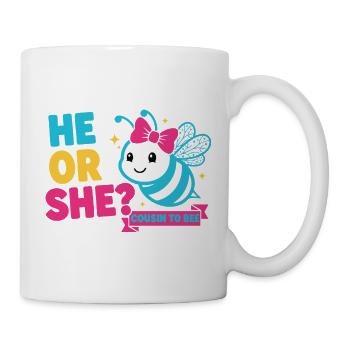 Gender Reveal He Or She Cousin To Bee Baby Shower - Mug - white - Right