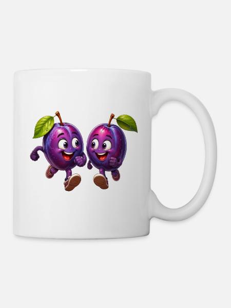 Lustige Pflaumen - Tasse - Weiß