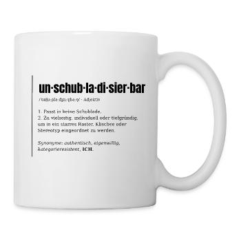 Unschubladisierbar – Wörterbuch auf Hell - Tasse - Weiß - Rechts