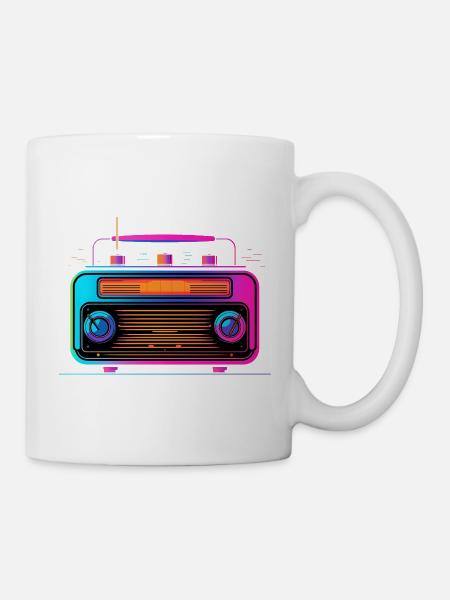 70er Jahre Radio - Tasse - Weiß